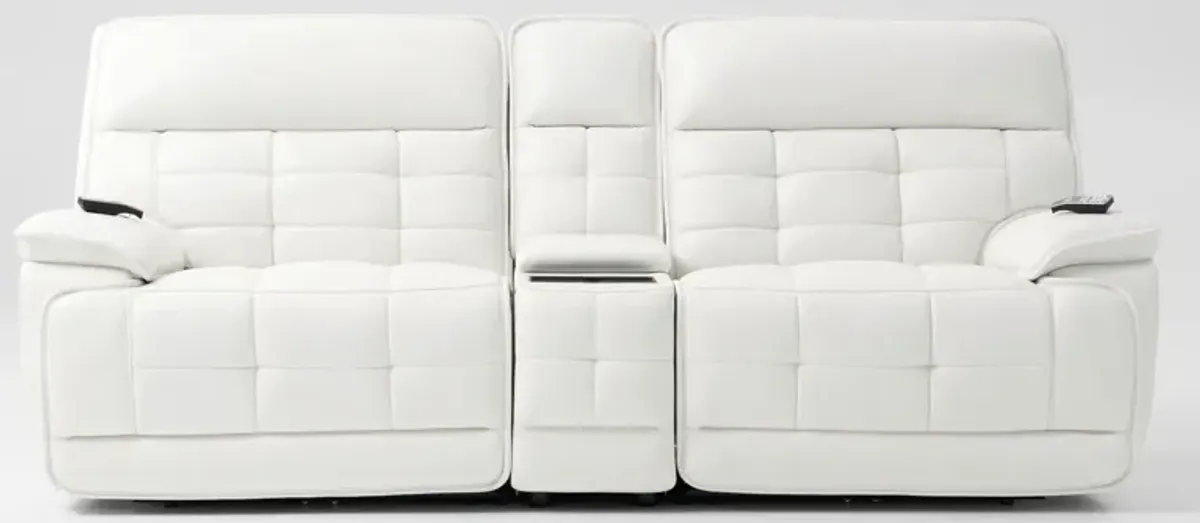 Cascade 3-Piece Triple-Power Reclining Loveseat with Console - White