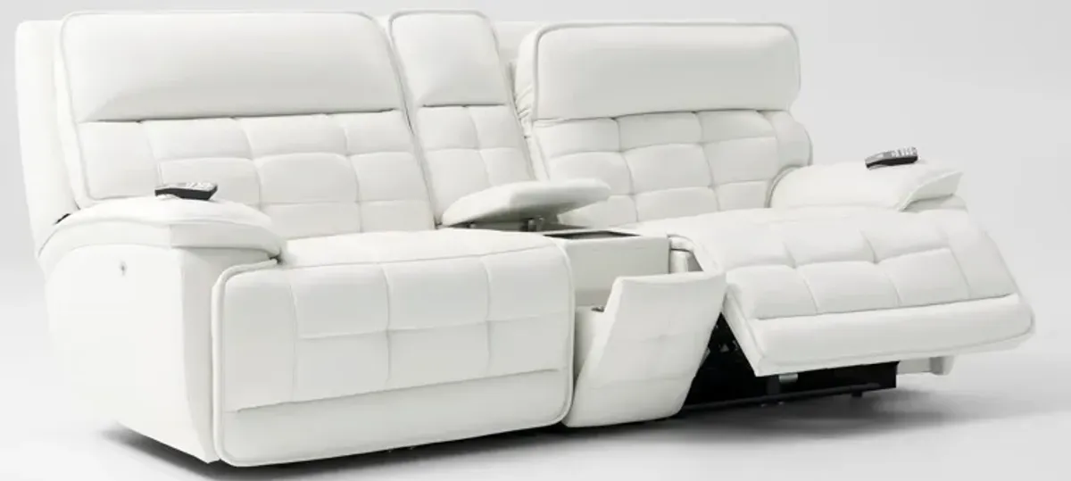 Cascade 3-Piece Triple-Power Reclining Loveseat with Console - White