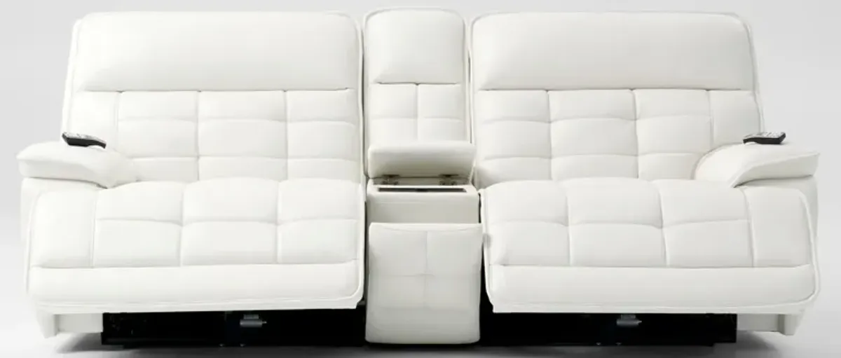 Cascade 3-Piece Triple-Power Reclining Loveseat with Console - White