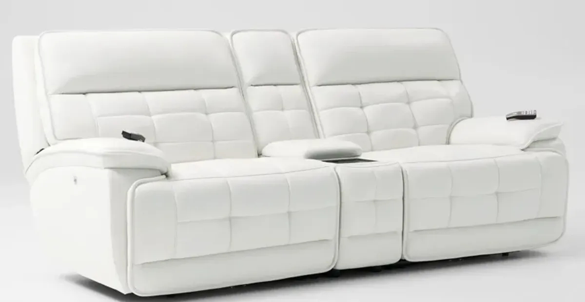 Cascade 3-Piece Triple-Power Reclining Loveseat with Console - White