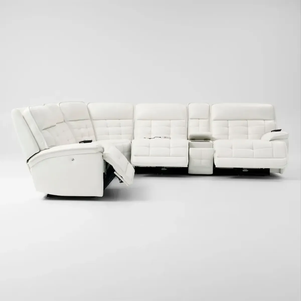 Cascade 6-Piece Triple-Power Reclining Sectional with Console - White