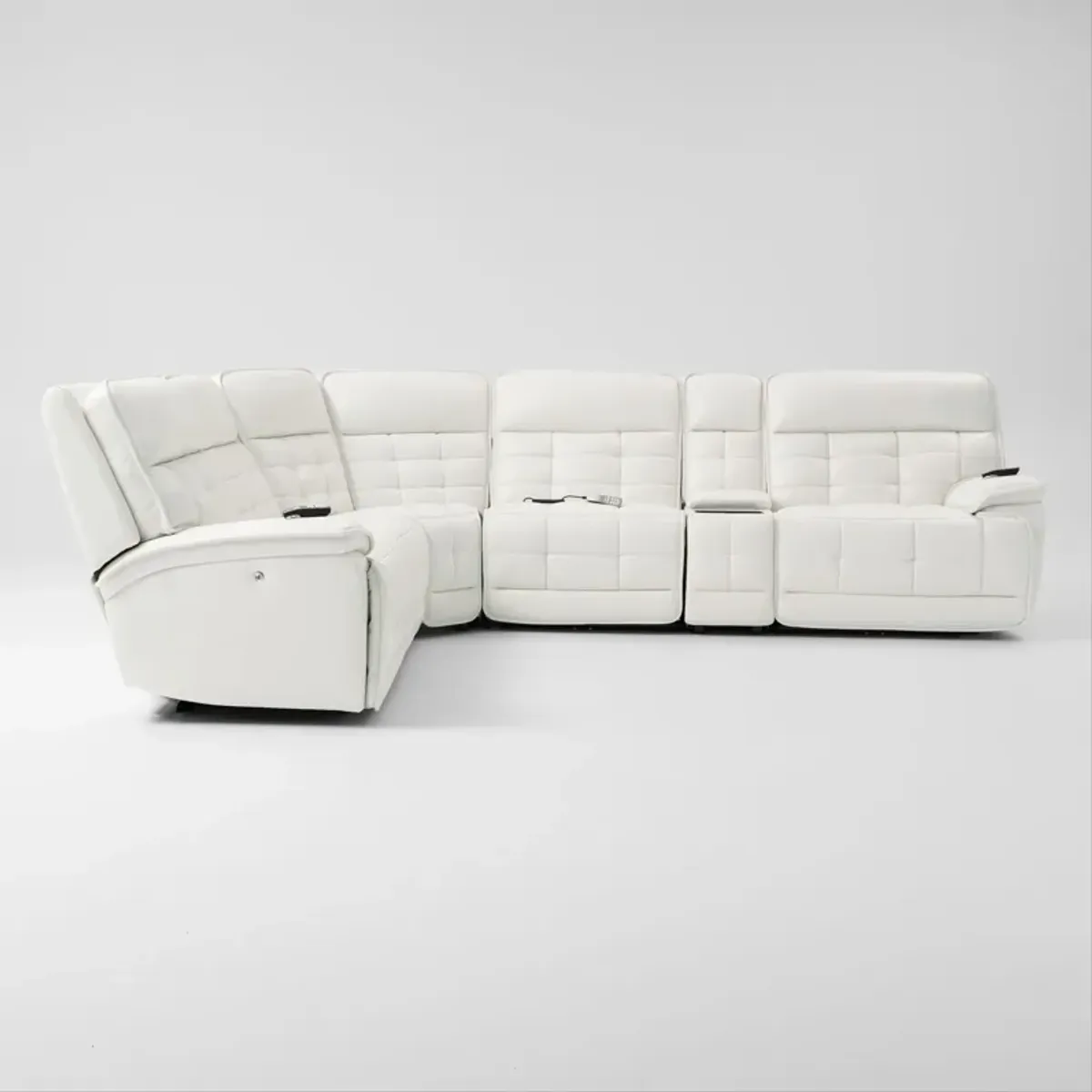 Cascade 6-Piece Triple-Power Reclining Sectional with Console - White