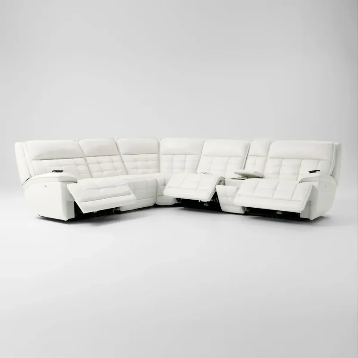 Cascade 6-Piece Triple-Power Reclining Sectional with Console - White