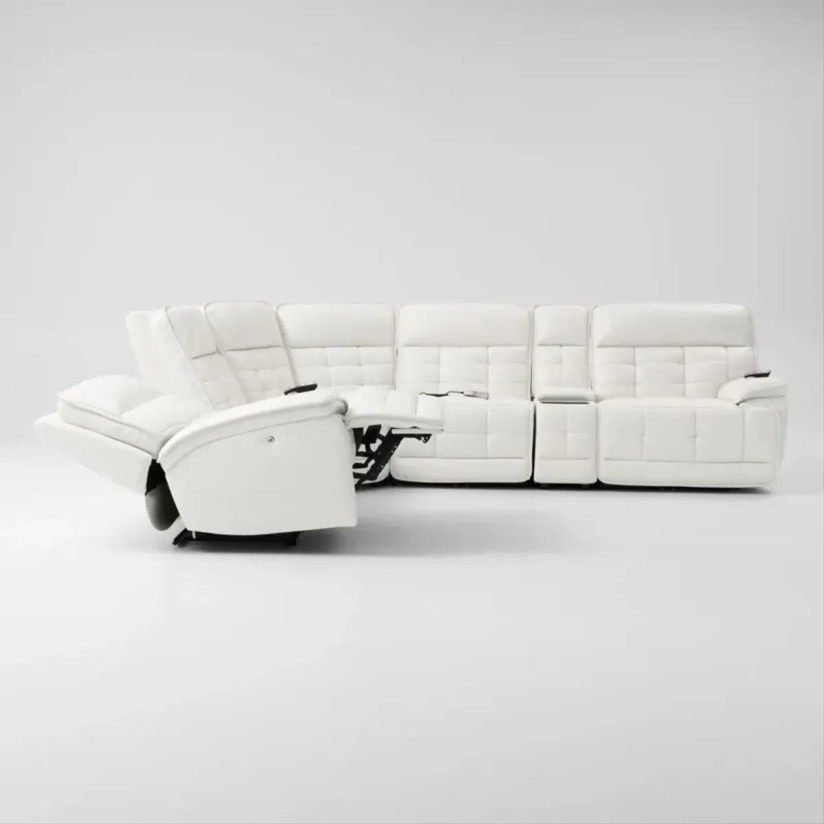 Cascade 6-Piece Triple-Power Reclining Sectional with Console - White