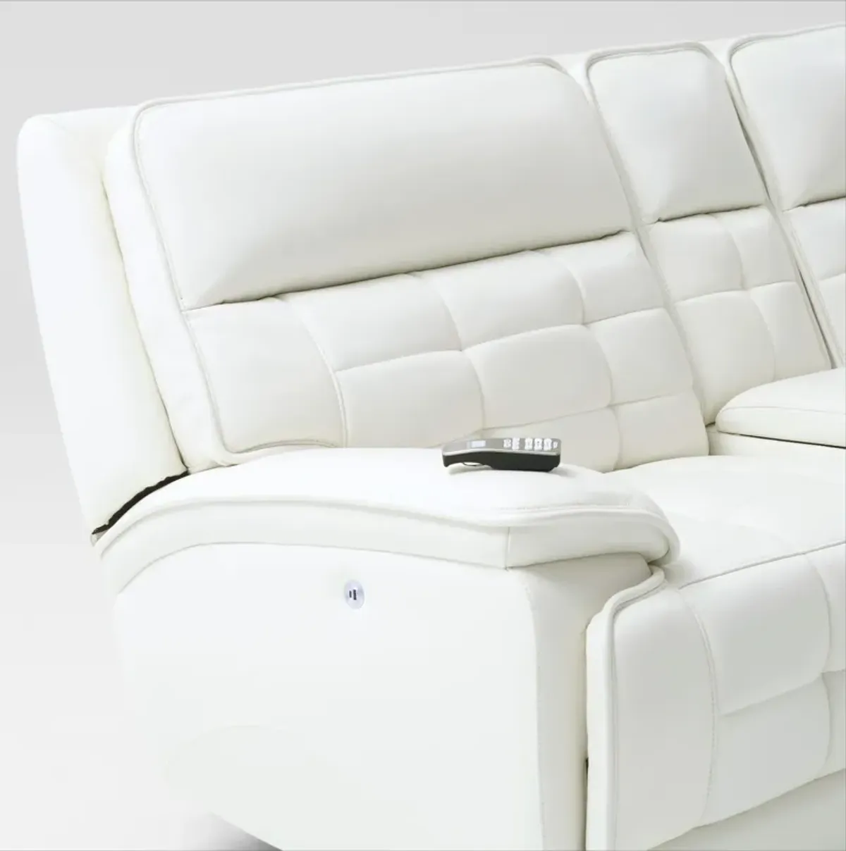 Cascade 6-Piece Triple-Power Reclining Sectional with Console - White