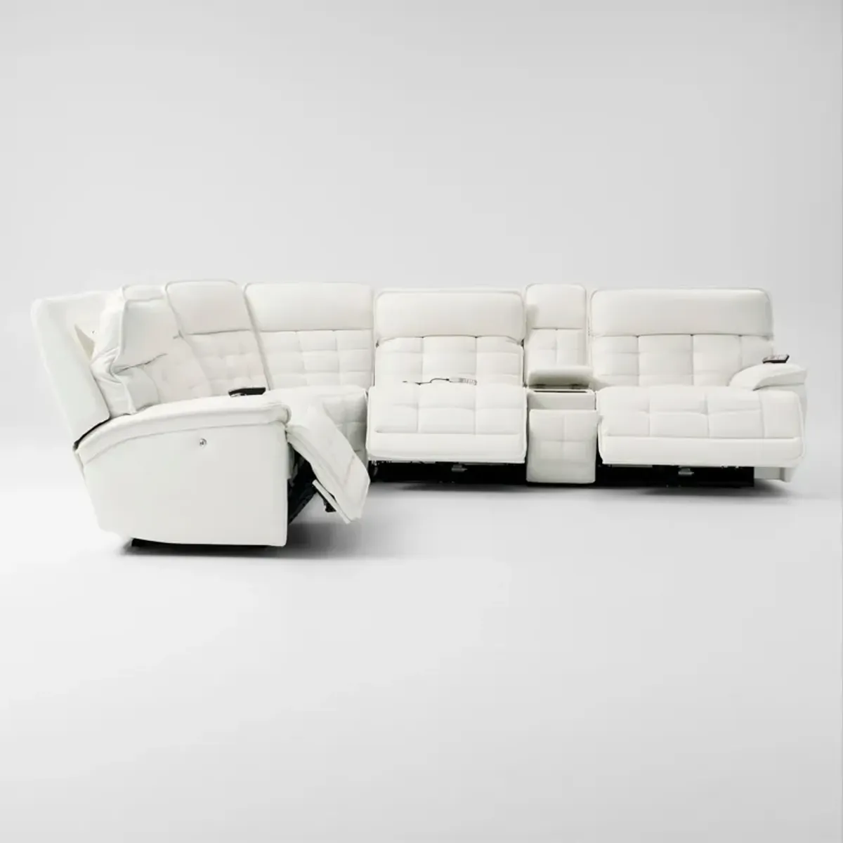 Cascade 6-Piece Triple-Power Reclining Sectional with Console - White