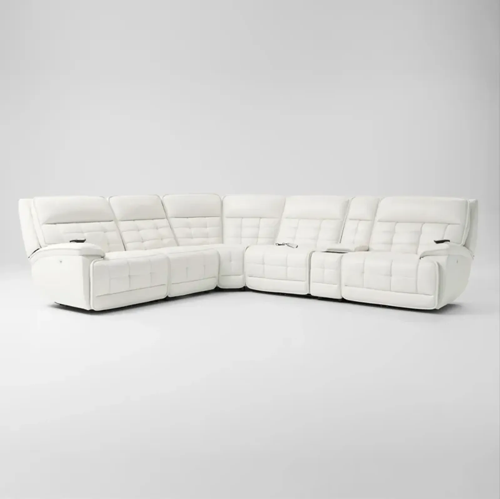 Cascade 6-Piece Triple-Power Reclining Sectional with Console - White