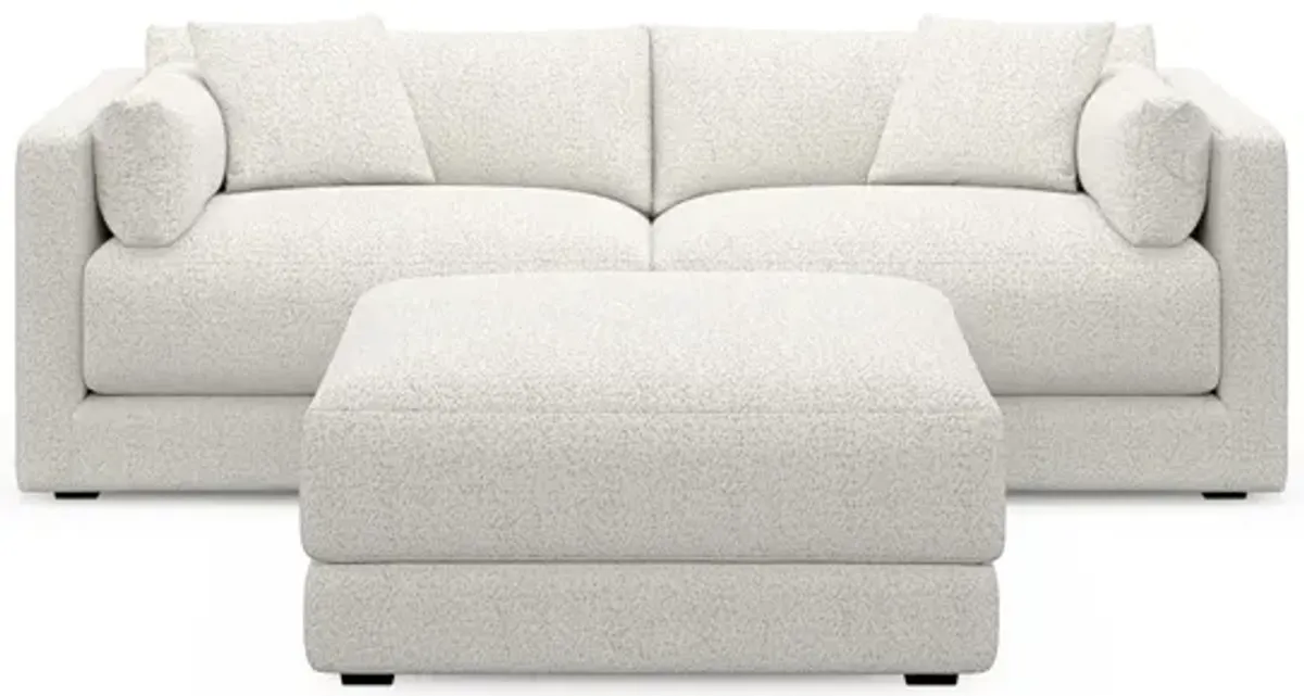 Malibu 2-Piece Sofa and Ottoman - River Rock Ivory