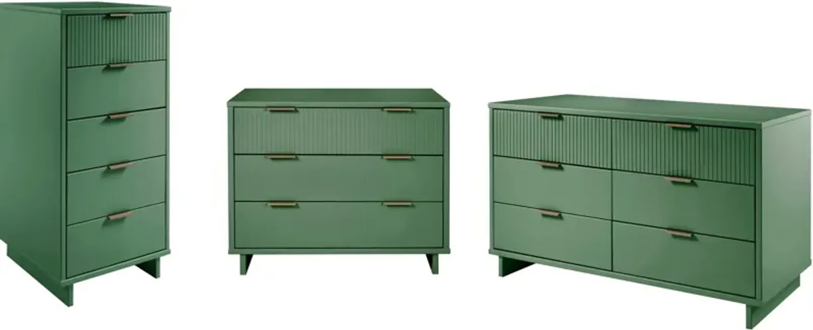 Kenya Dresser, 3 Drawer Dresser and Narrow Chest Set - Sage Green