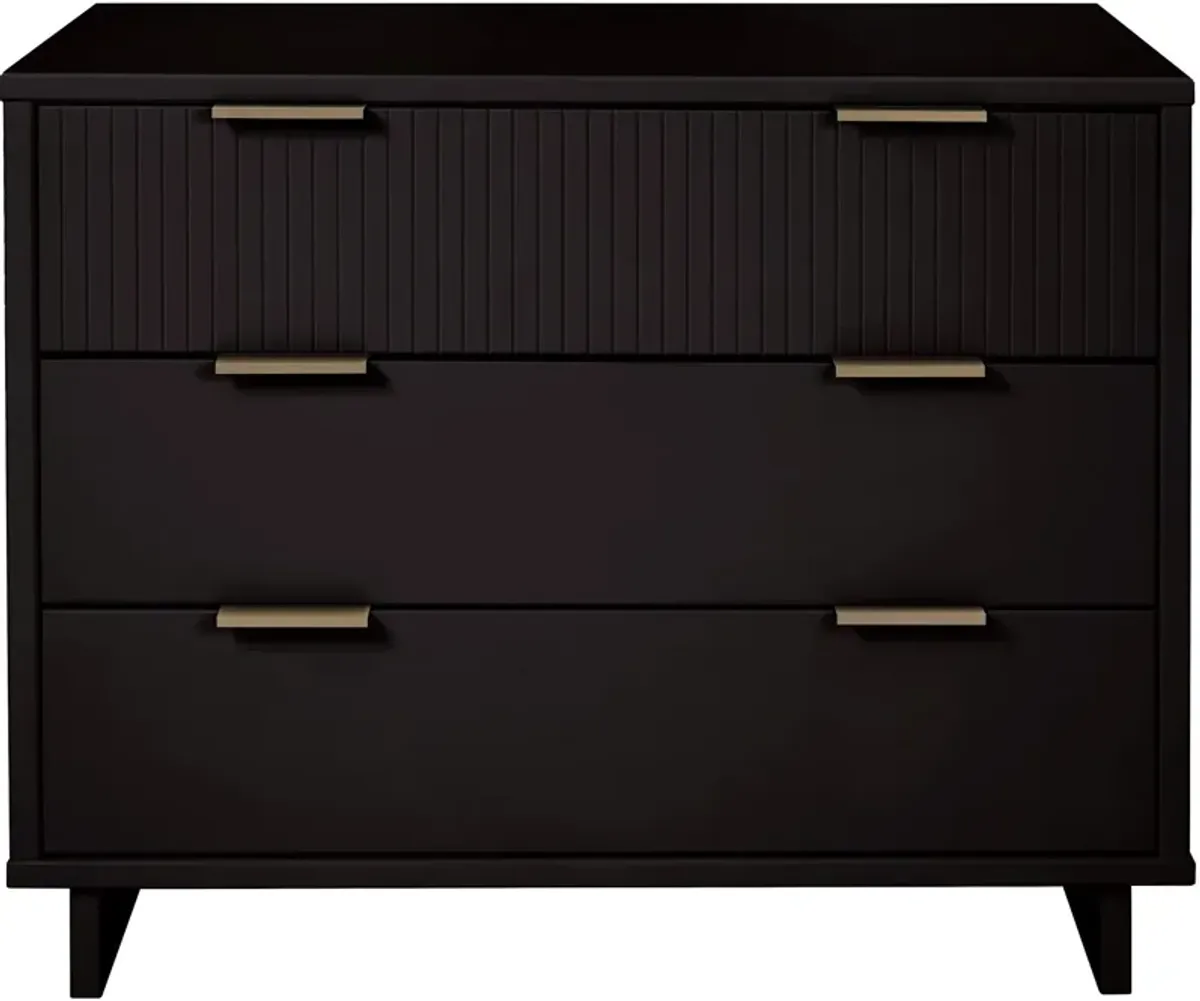 Kenya Dresser, 3 Drawer Dresser and Narrow Chest Set - Black