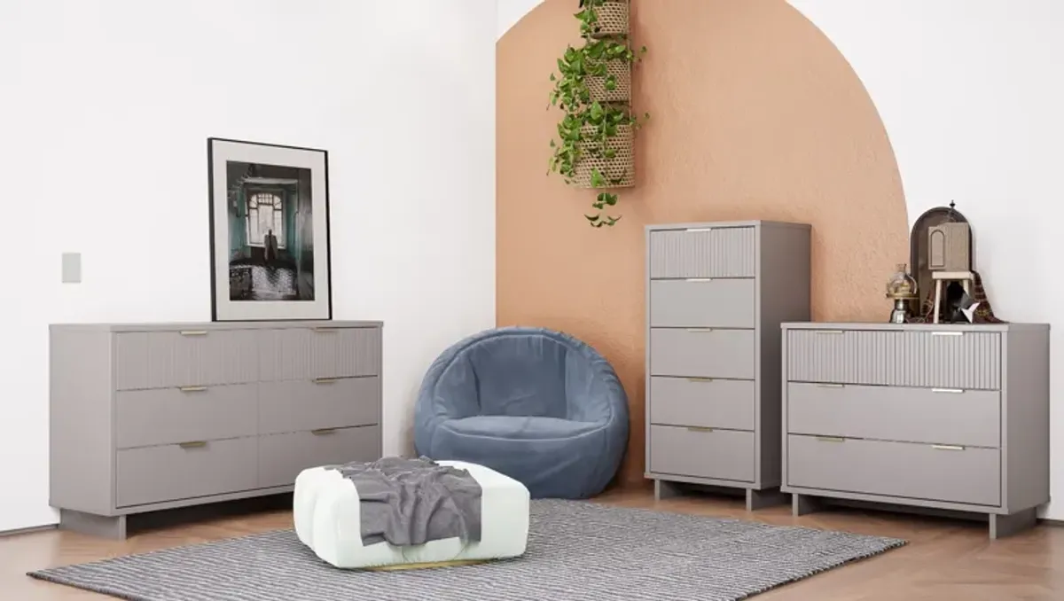 Kenya Dresser, 3 Drawer Dresser and Narrow Chest Set - Light Grey