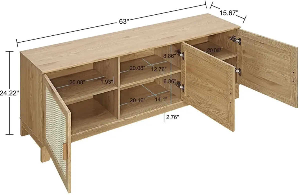 Kylian Bookcase, TV Stand, Sideboard and End Table Set - Nature