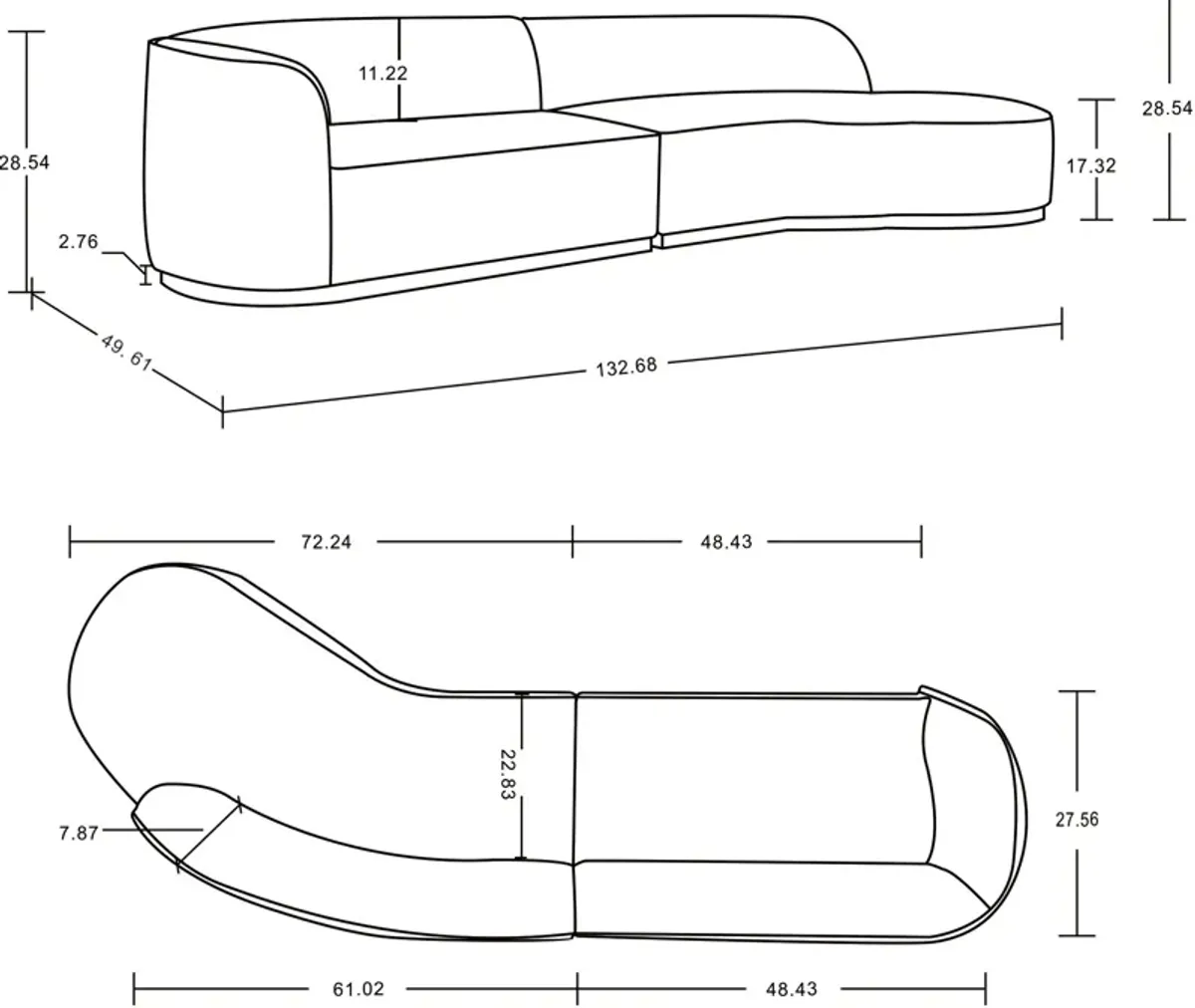 Carmine Sofa with Cuddler - Ivory