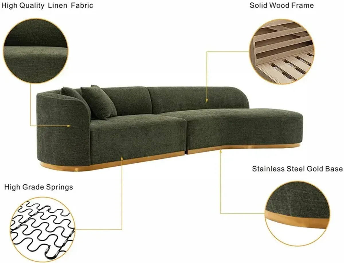 Carmine Sofa with Cuddler - Olive Green