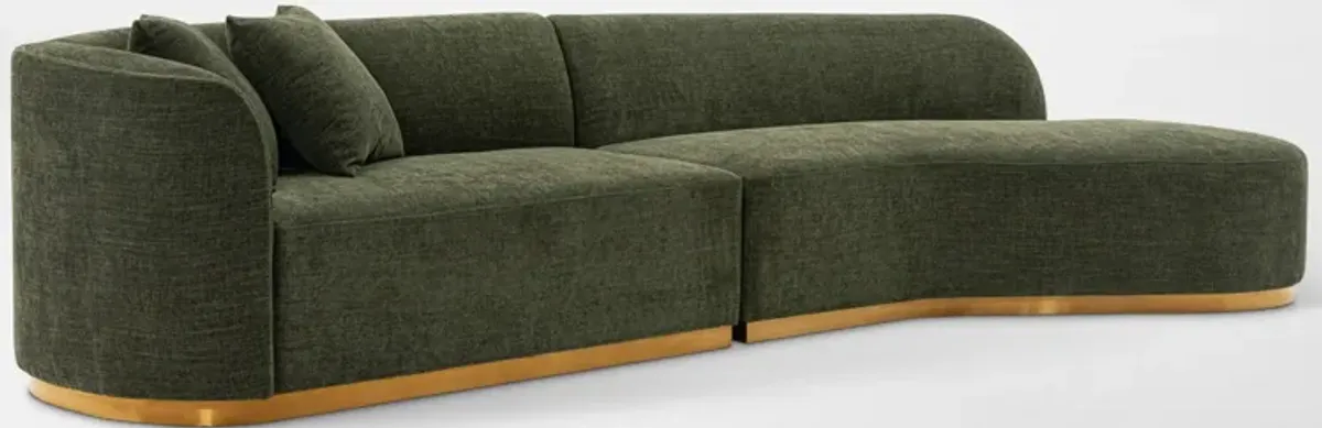 Carmine Sofa with Cuddler - Olive Green