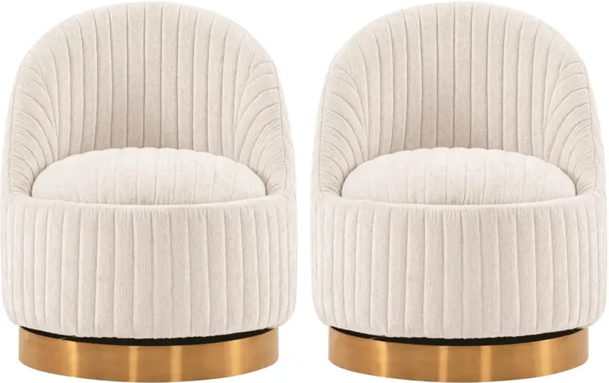 Venus Set of 2 Swivel Accent Chairs - Cream