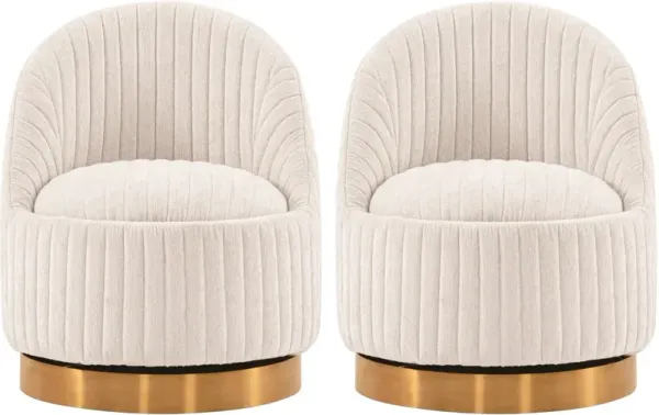 Venus Set of 2 Swivel Accent Chairs - Cream