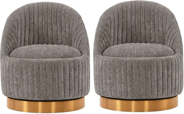 Venus Set of 2 Swivel Accent Chairs - Grey