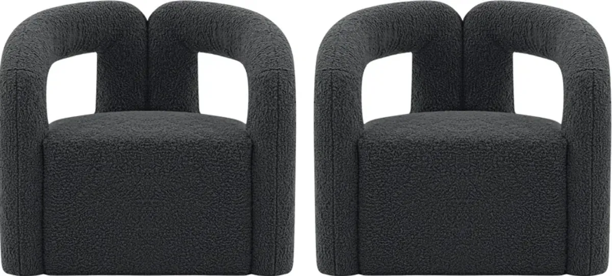 Edmonda Set of 2 Accent Chairs - Black