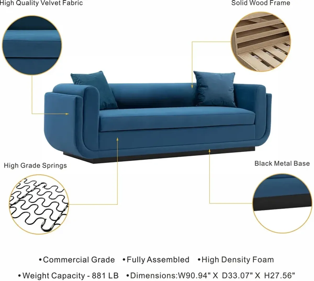 Ulka Sofa - Sapphire Blue