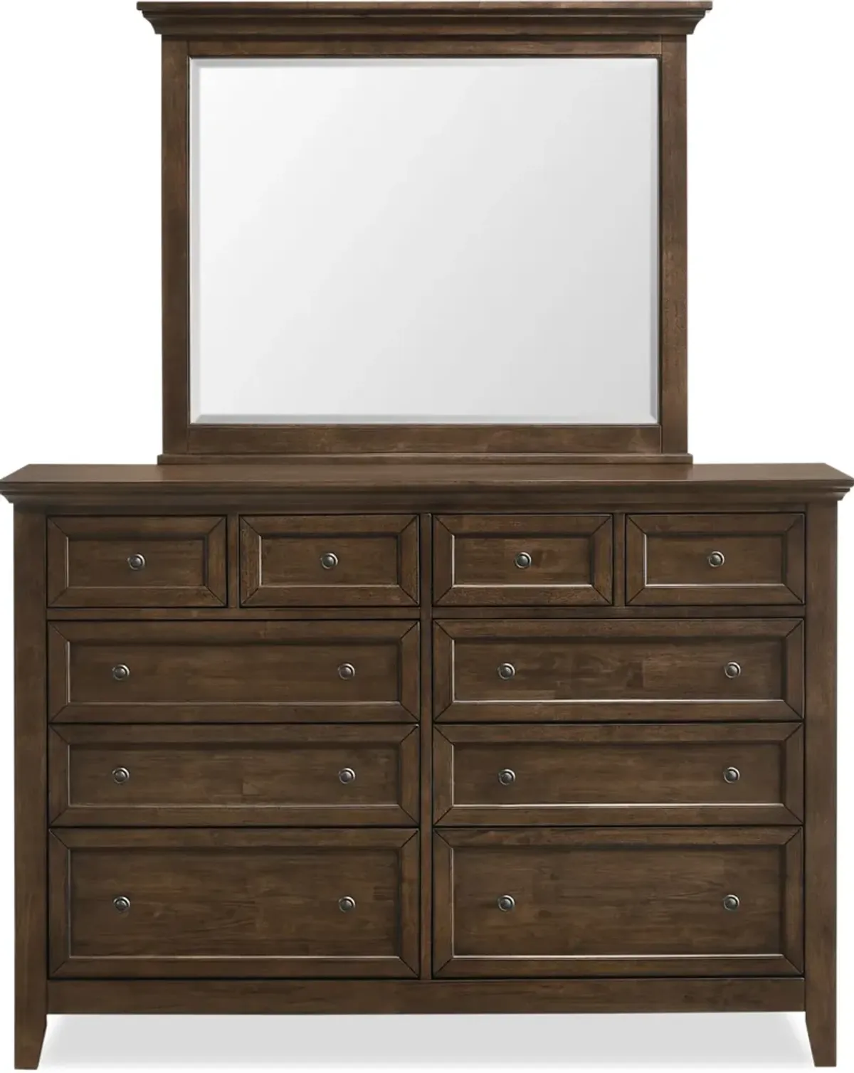 Lincoln 5-Piece Full Youth Storage Bedroom Set with Dresser and Mirror - Hickory