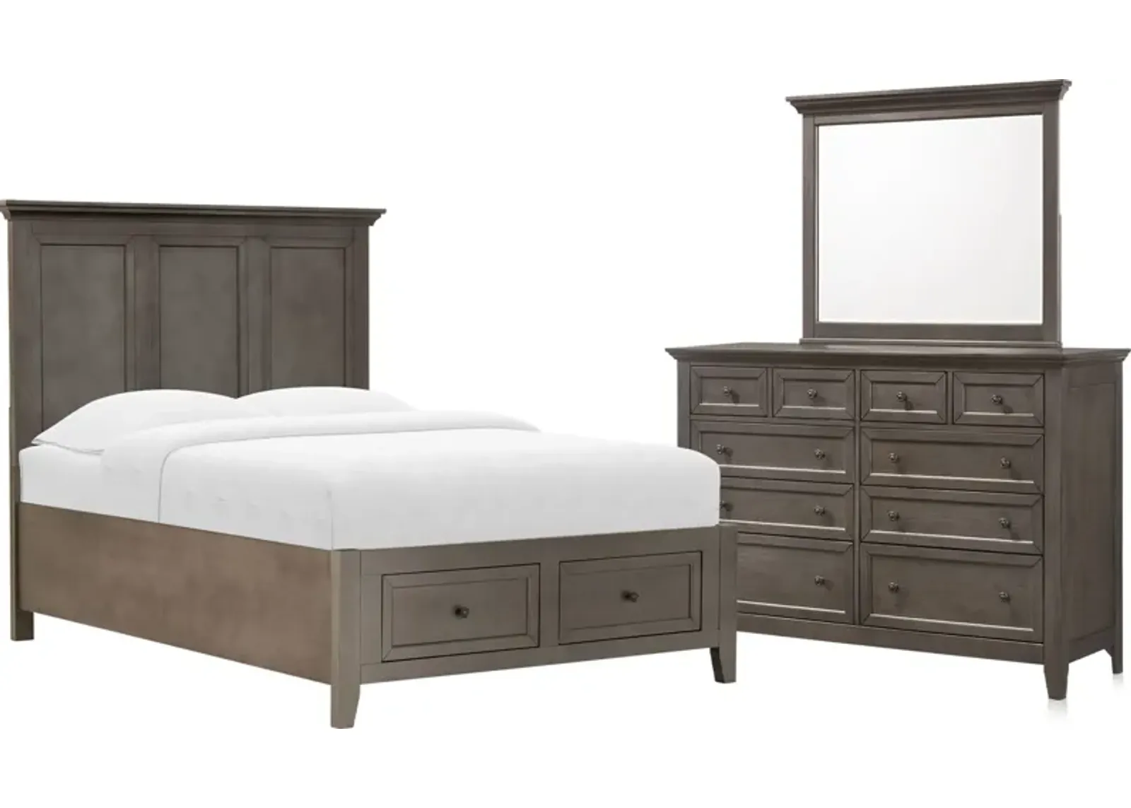 Lincoln 5-Piece Full Youth Storage Bedroom Set with Dresser and Mirror - Gray