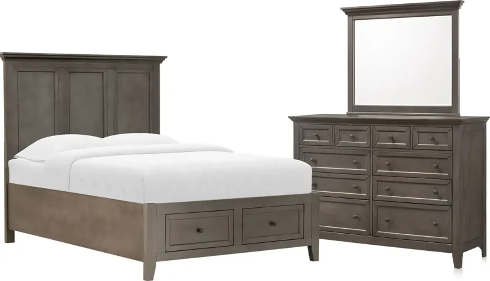 Lincoln 5-Piece Full Youth Storage Bedroom Set with Dresser and Mirror - Gray