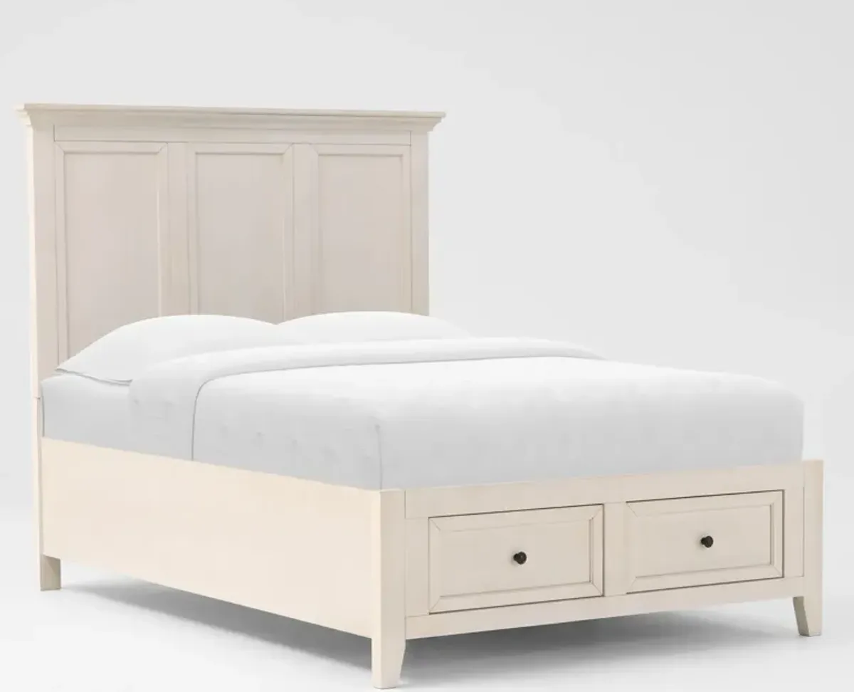 Lincoln Solid Wood 5-Piece Full Youth Storage Bedroom Set with Dresser and Mirror - White
