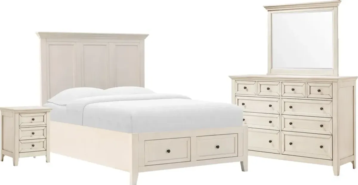 Lincoln 6-Piece Full Bedroom Set with Nightstand,Dresser and Mirror - White