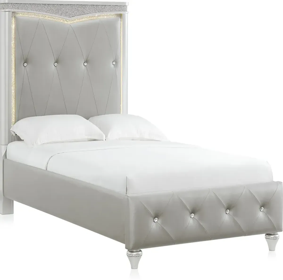 Posh 5-Piece Upholstered Twin Youth Bedroom Set with Dresser and Mirror