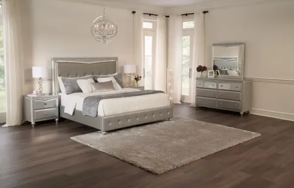 Posh 5-Piece Upholstered Full Youth Bedroom Set with Dresser and Mirror