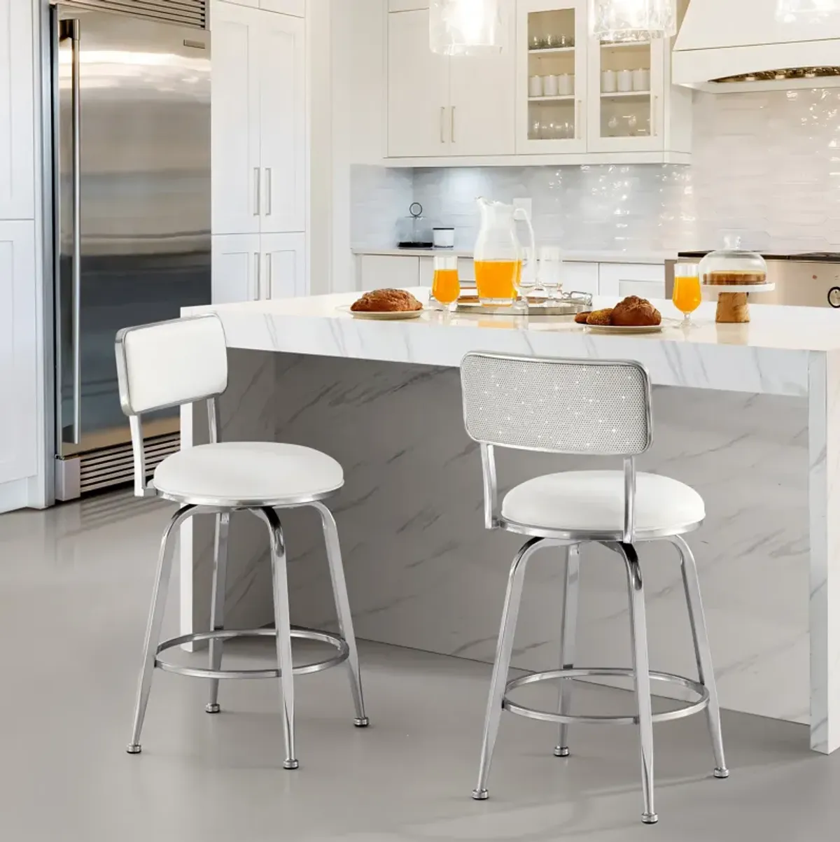 Noelle Swivel Counter-Height Stool - White