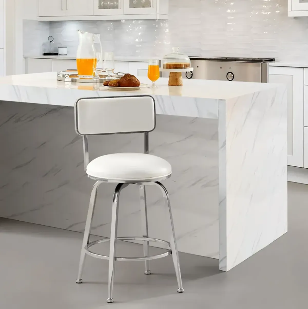 Noelle Swivel Counter-Height Stool - White