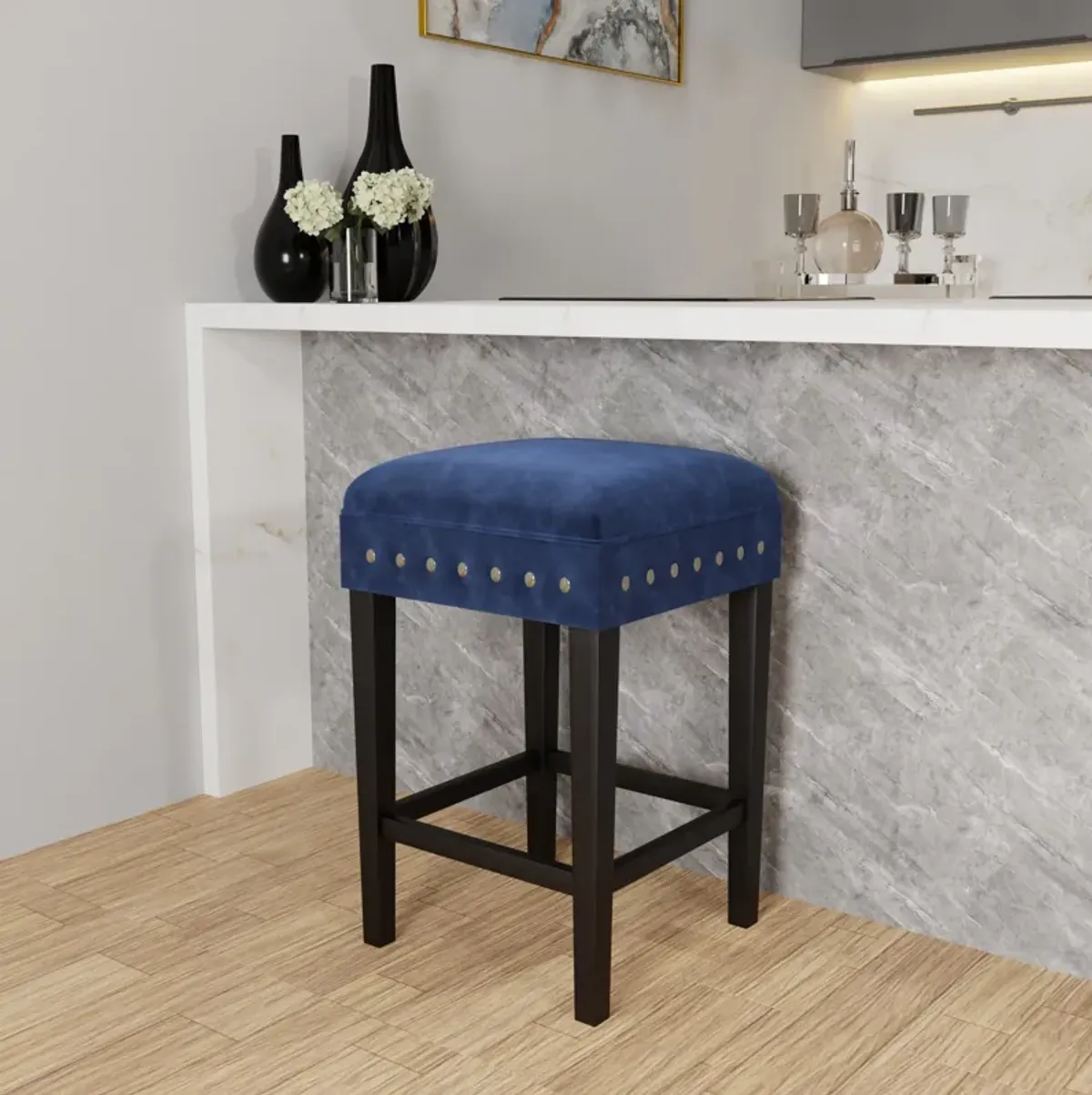 Kepler Counter-Height Stool - Blue and Black