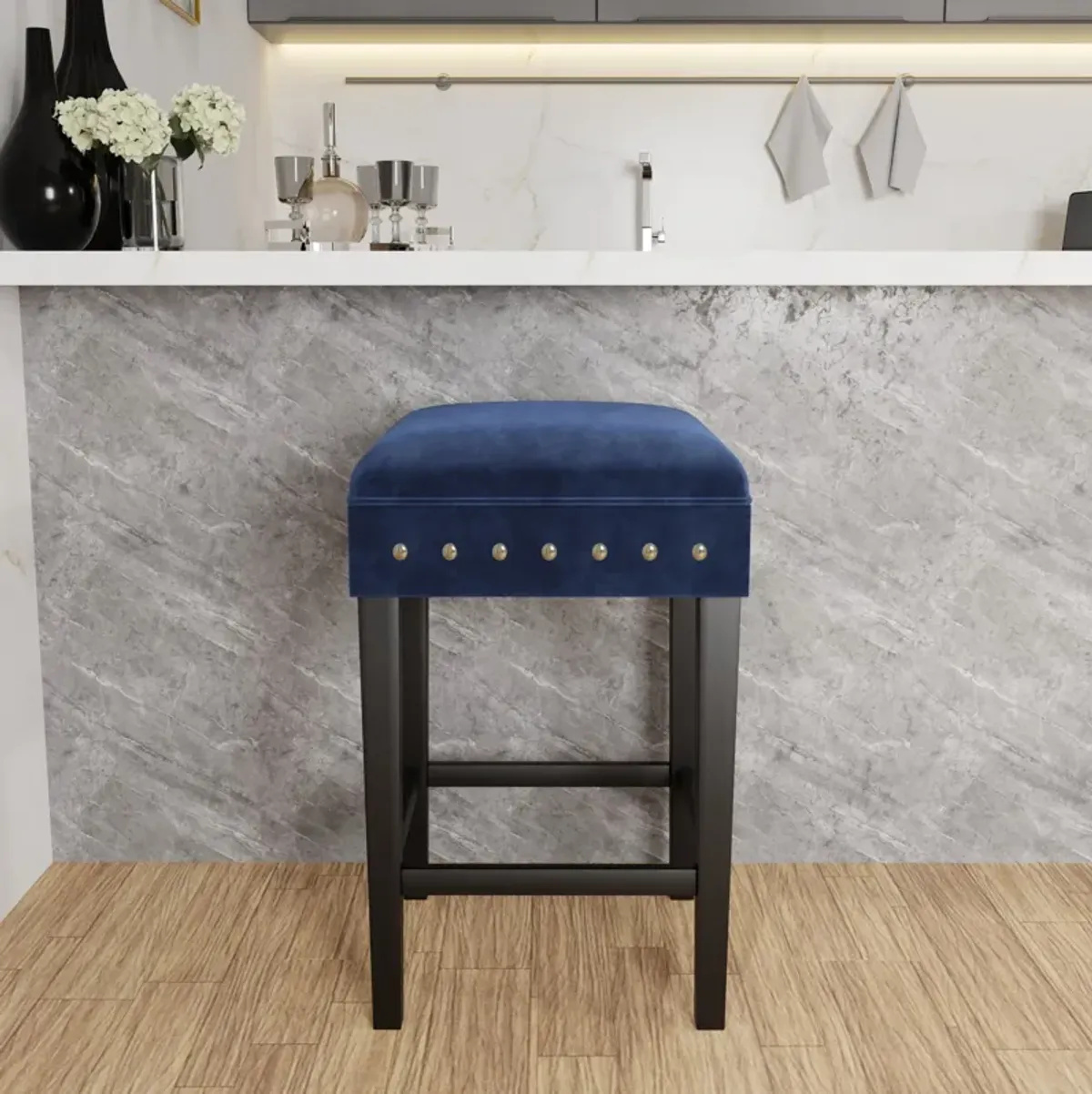 Kepler Counter-Height Stool - Blue and Black