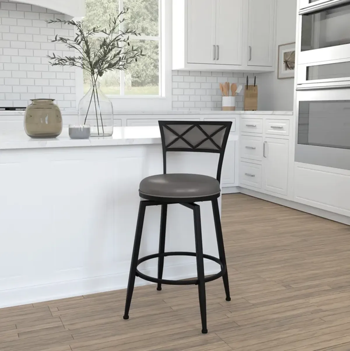 Kenneth Swivel Counter-Height Stool - Black