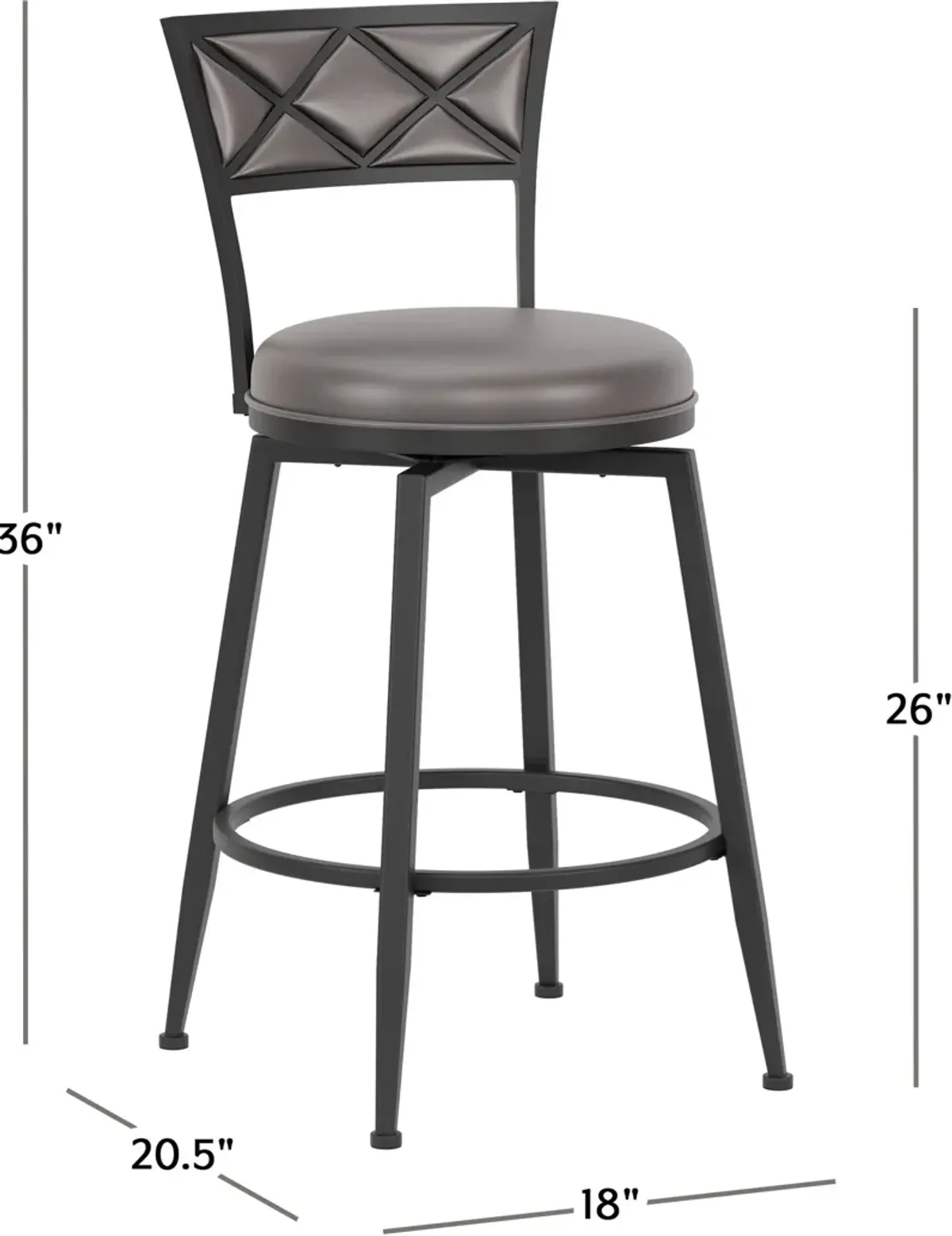 Kenneth Swivel Counter-Height Stool - Black