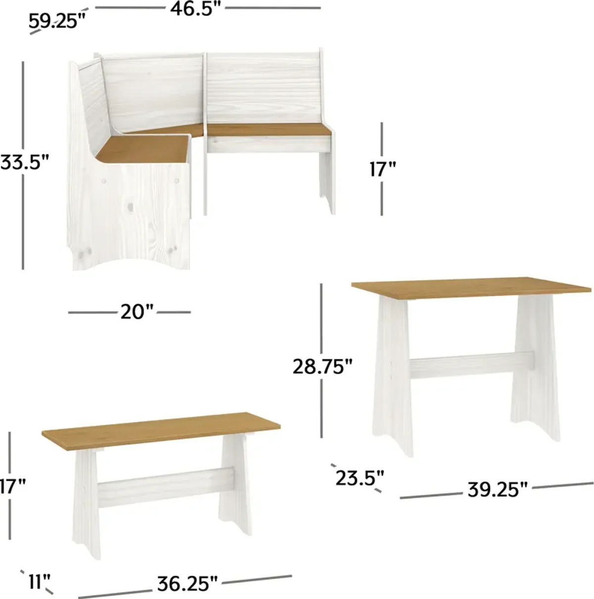 Daisie Dining Table, Banquette and Bench - White