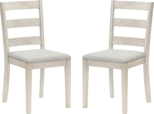 Werner Set of 2 Ladder Back Dining Chairs - White