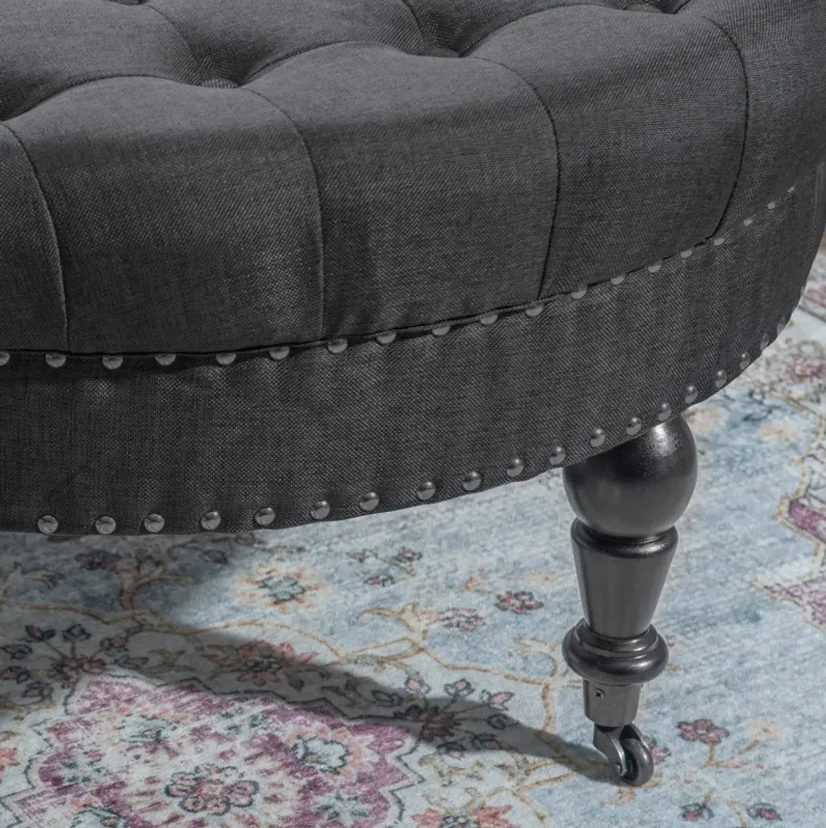 Cynthia Round Ottoman - Gray