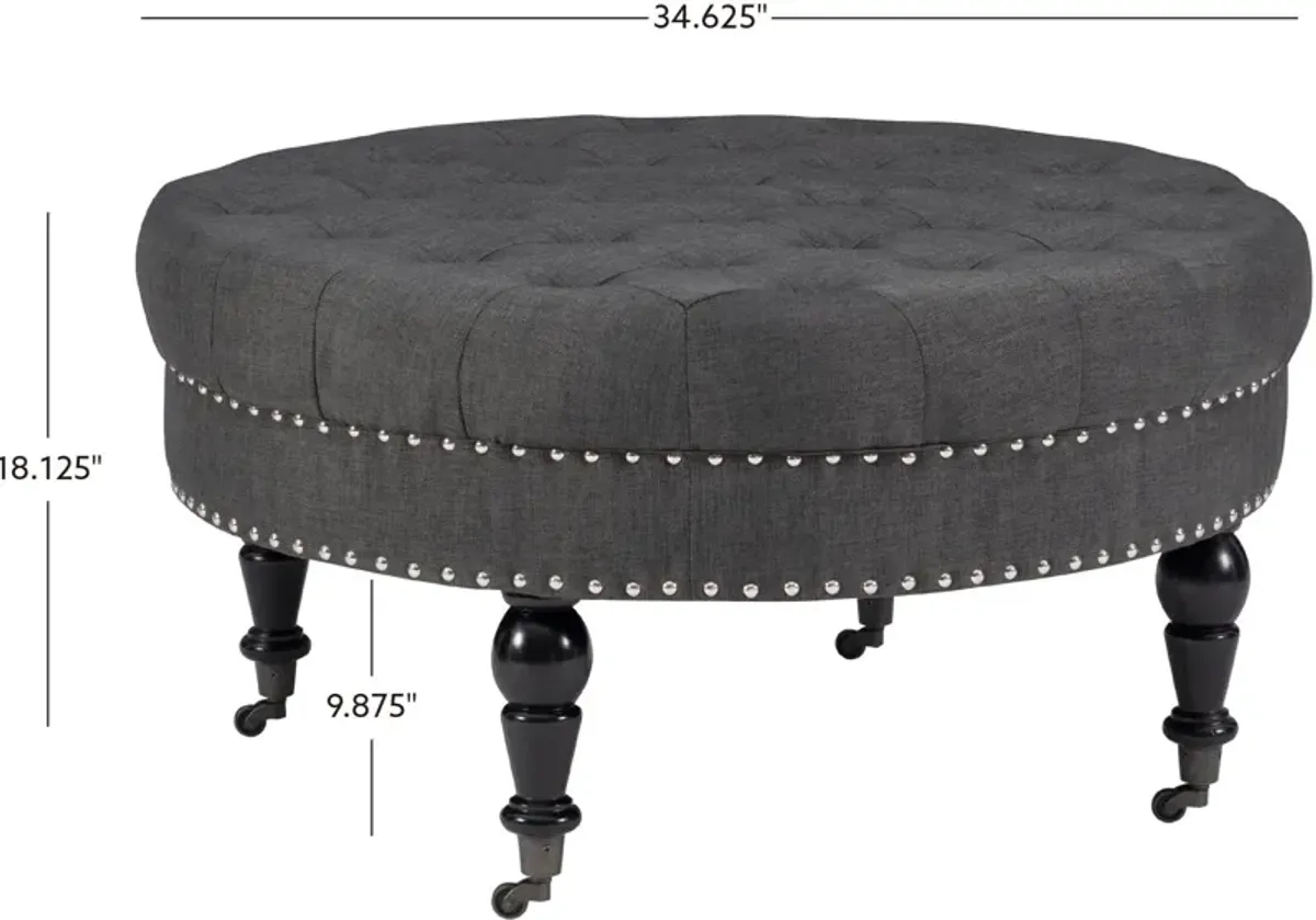 Cynthia Round Ottoman - Gray