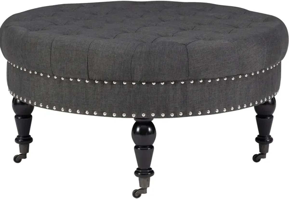 Cynthia Round Ottoman - Gray