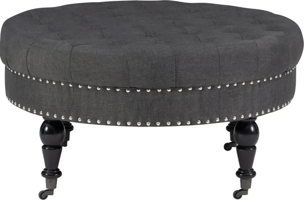 Cynthia Round Ottoman - Gray