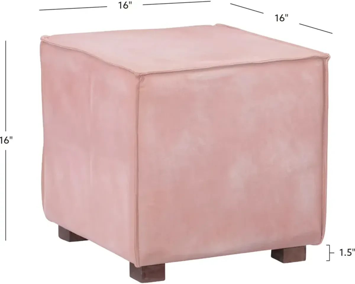 Stowe Leather Ottoman - Pink