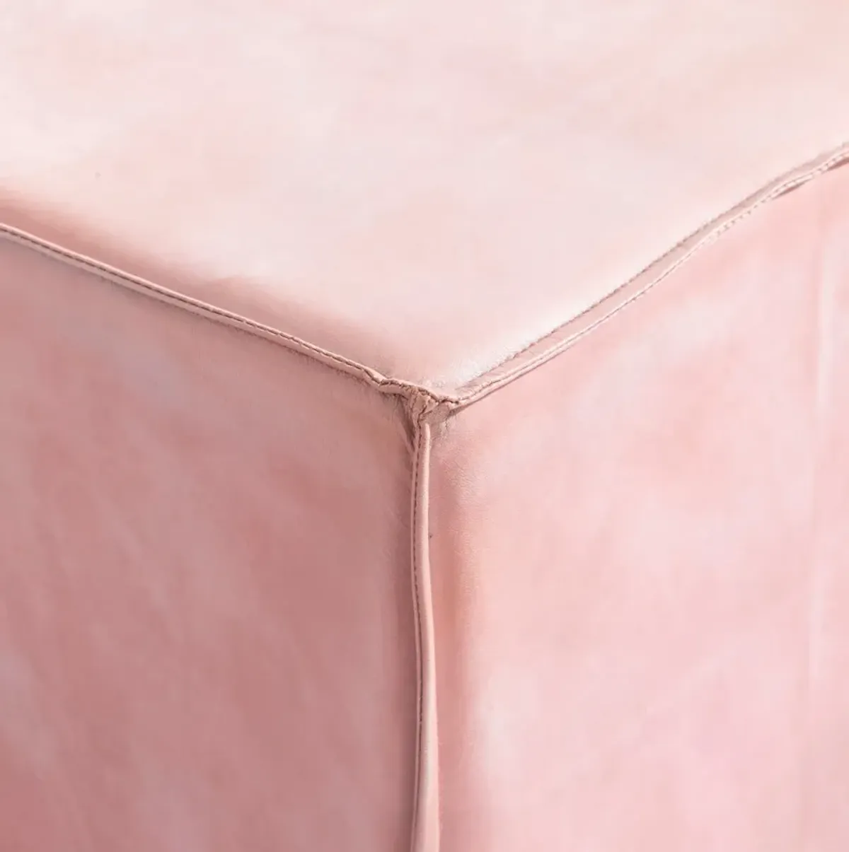 Stowe Leather Ottoman - Pink