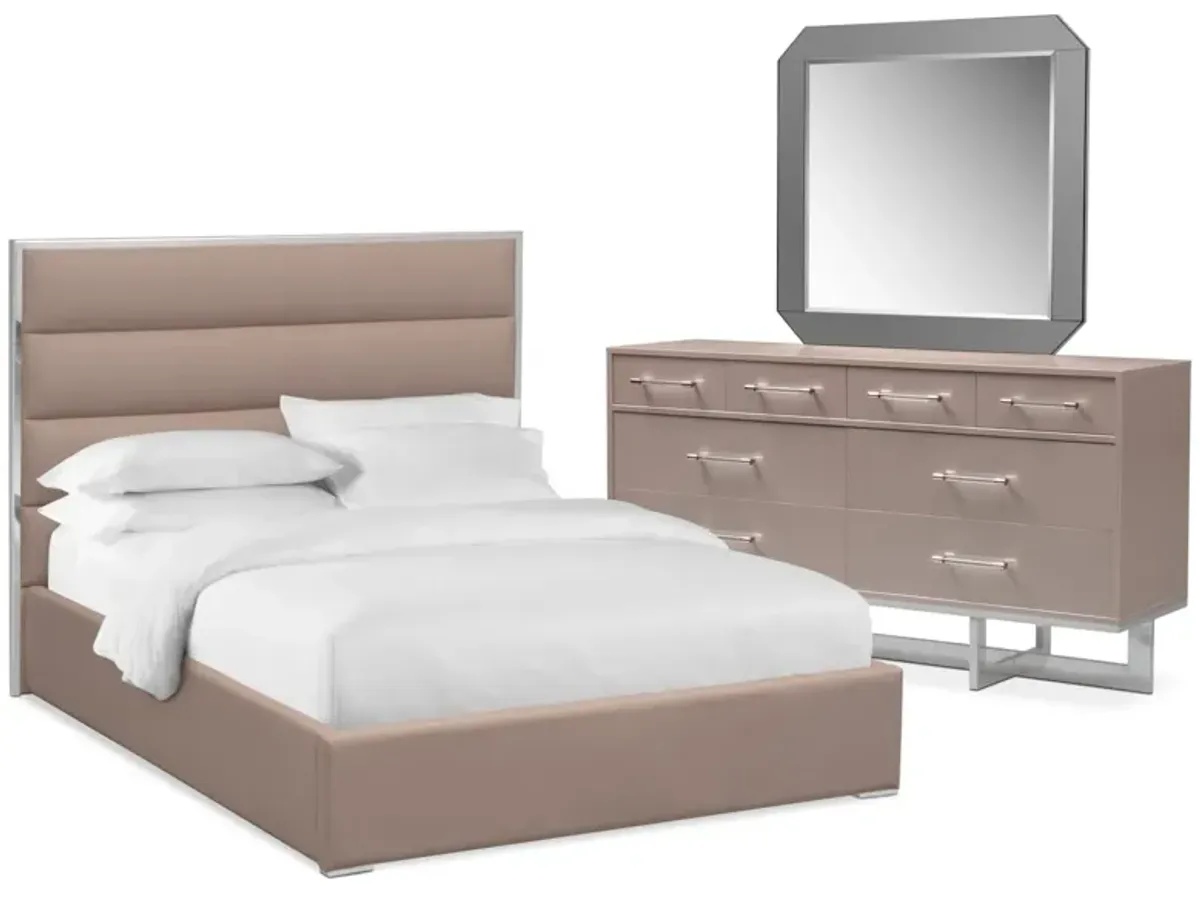 Concerto 5-Piece Queen Bedroom Set with Dresser and Mirror - Champagne