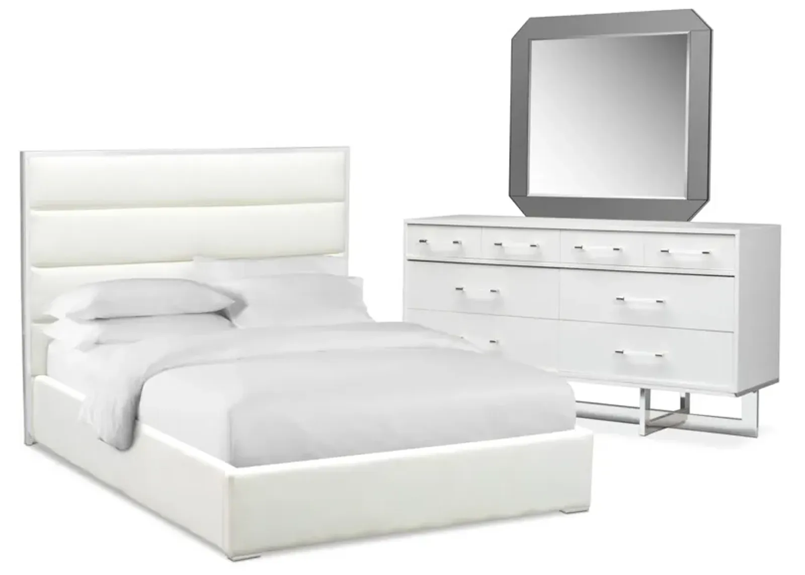 Concerto 5-Piece Queen Bedroom Set with Dresser and Mirror - White