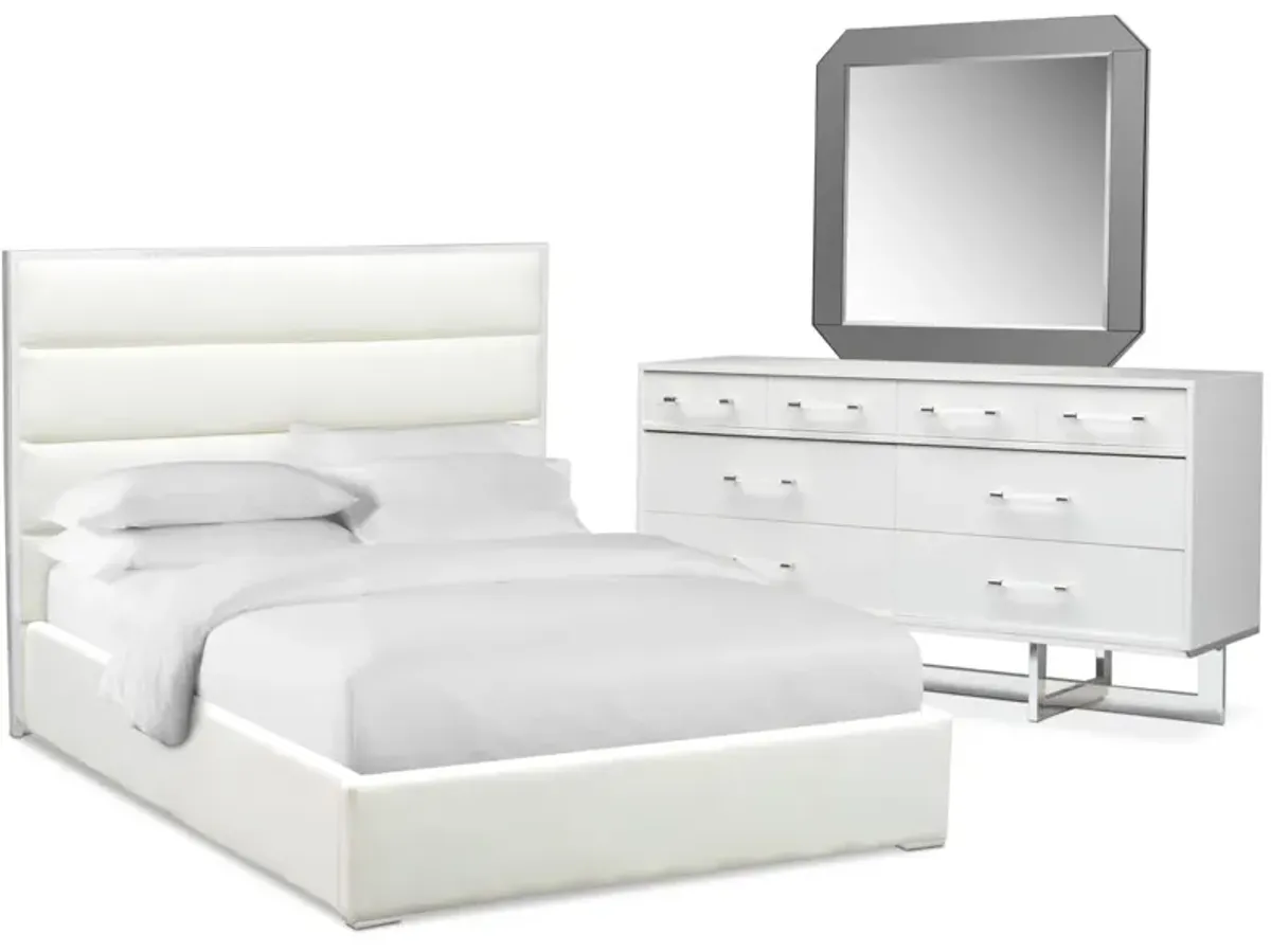 Concerto 5-Piece Queen Bedroom Set with Dresser and Mirror - White