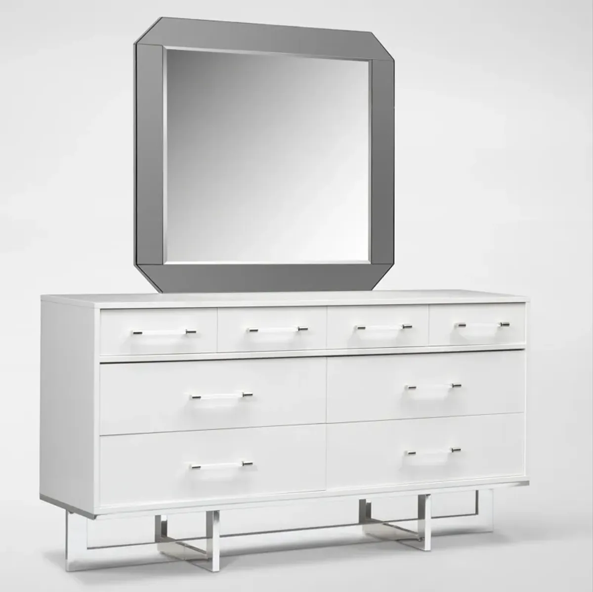 Concerto 5-Piece King Bedroom Set with Dresser and Mirror - White