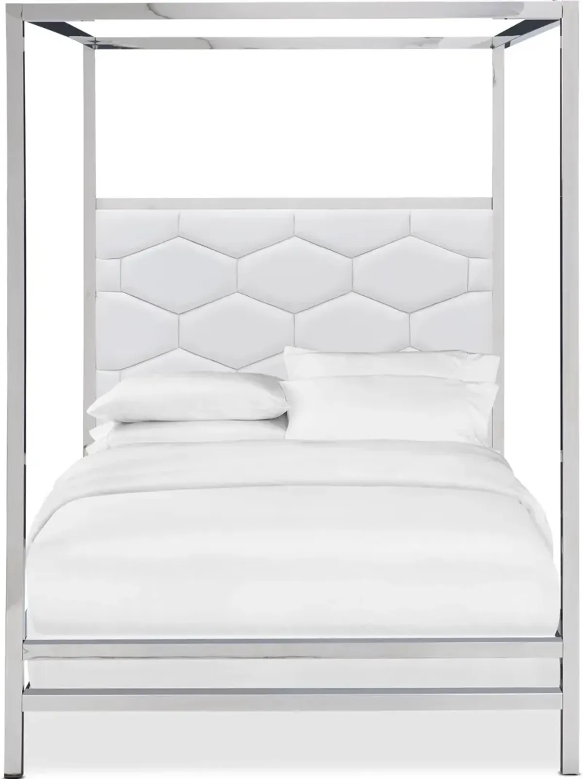 Concerto 5-Piece King Canopy Bedroom Set with Dresser and Mirror - White